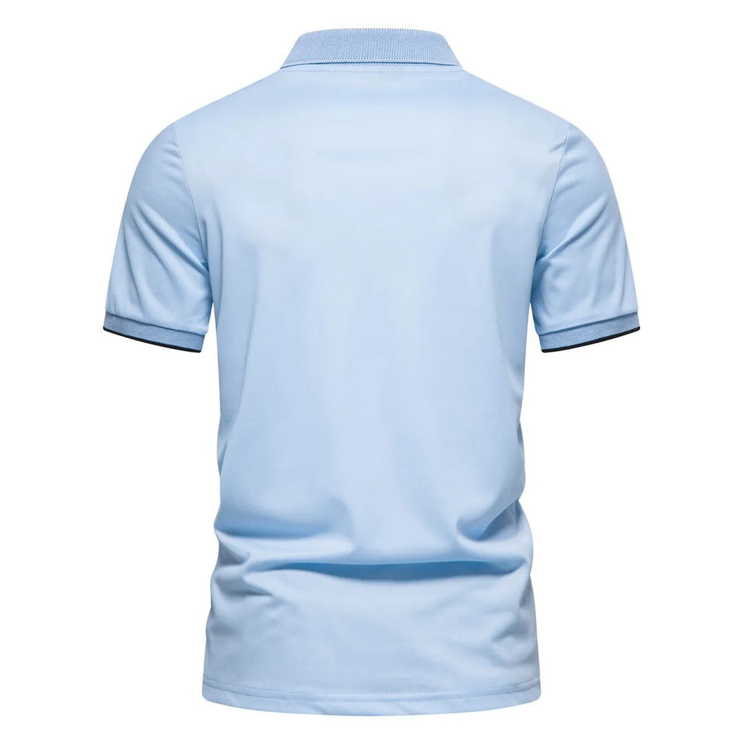 Polo homme en coton avec imprimé de lignes verticales - Matteo
