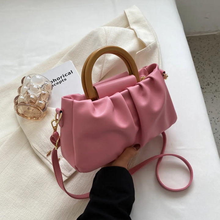 Sac à main pour femme avec effet de cuir à volants, style moderne - Amélie