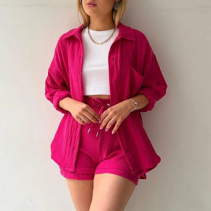 Ensemble trois pièces en coton froissé pour femme - Olga