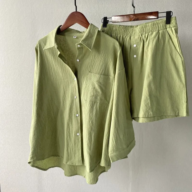 Ensemble décontracté en coton et lin pour femmes - Camila