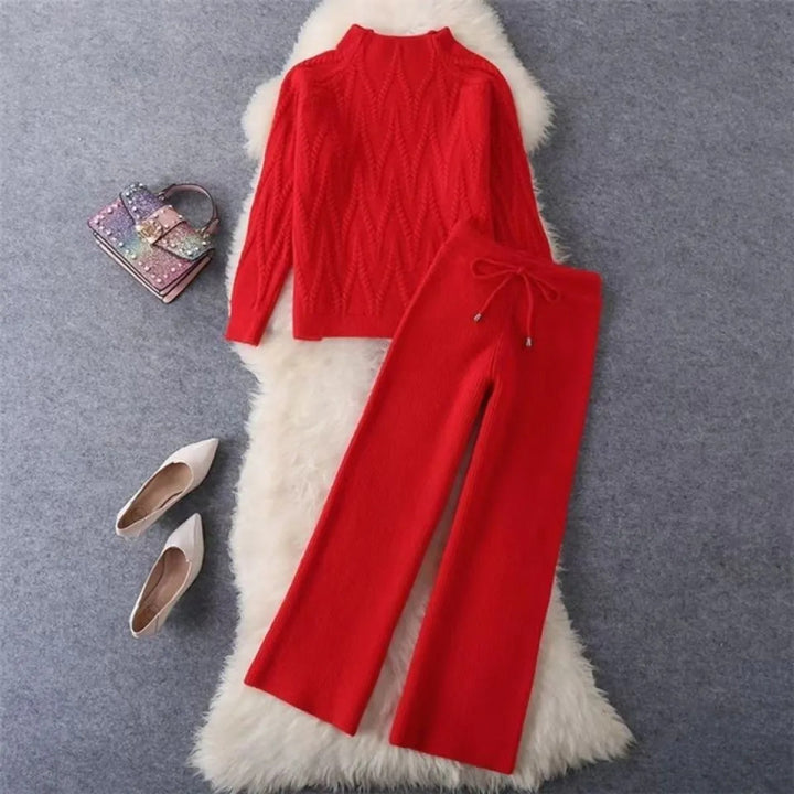 Ensemble pull tressé et pantalon large pour femme - Melis