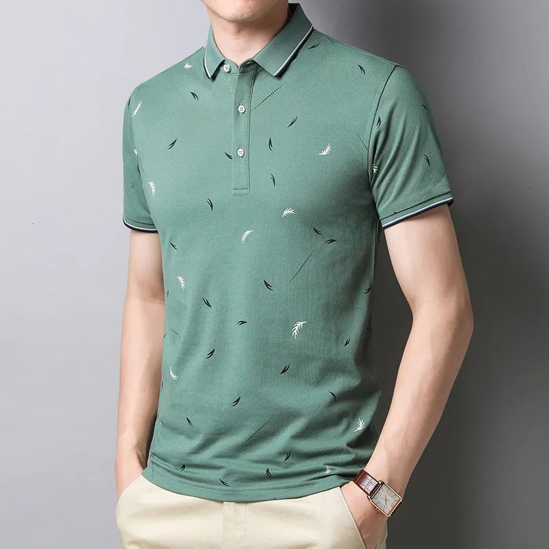 Polo léger en coton imprimé pour hommes, coupe ajustée - Mateo