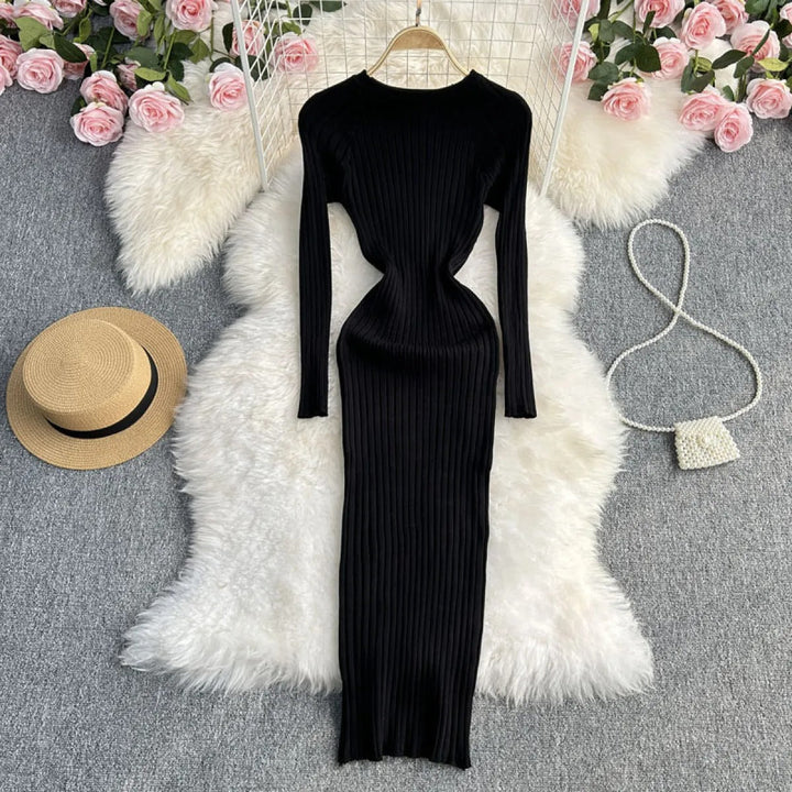 Robe à manches longues en maille serrée - Elina