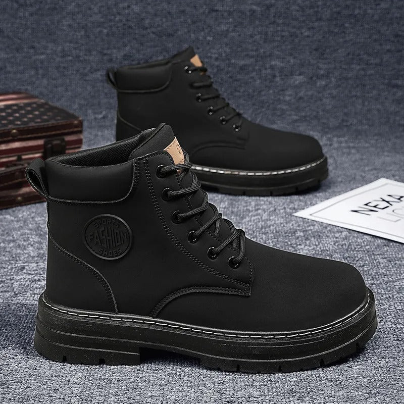 Bottes hautes en cuir synthétique à semelles épaisses pour hommes, style urbain - Elias