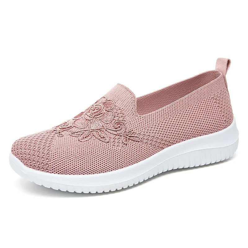Pantoufles orthopédiques respirantes pour femmes avec broderie florale - Nerea