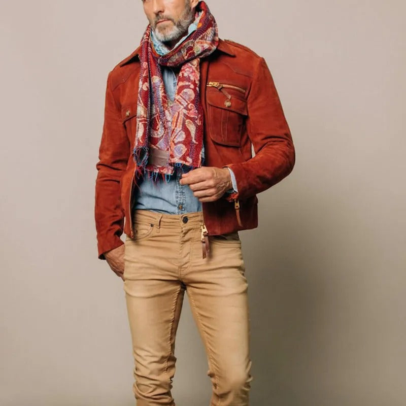 Veste homme en daim synthétique avec poches zippées - Laurent