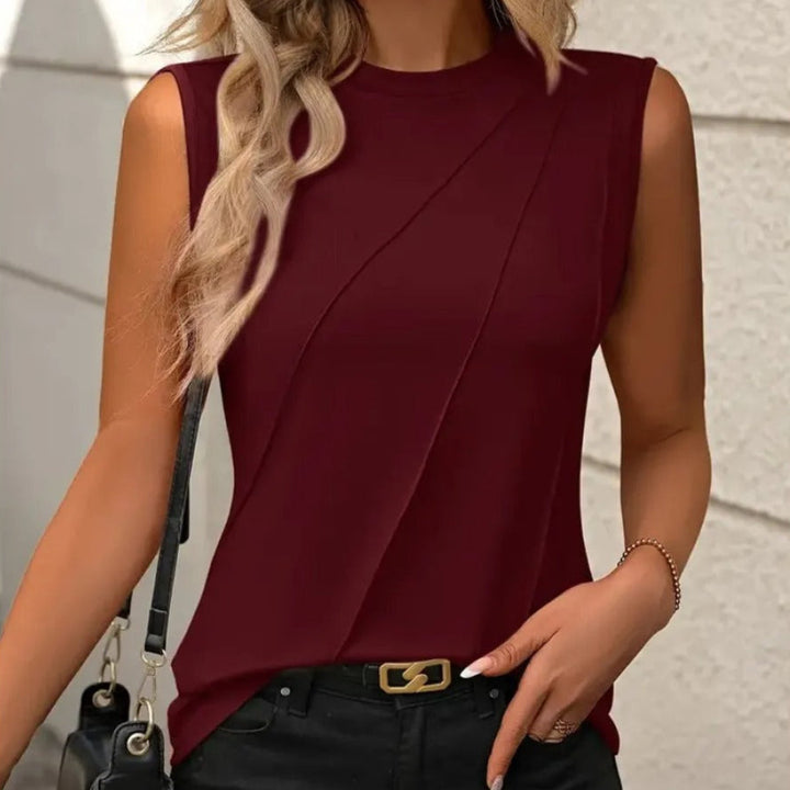 Top sans manches pour femmes à col rond structuré - Inés