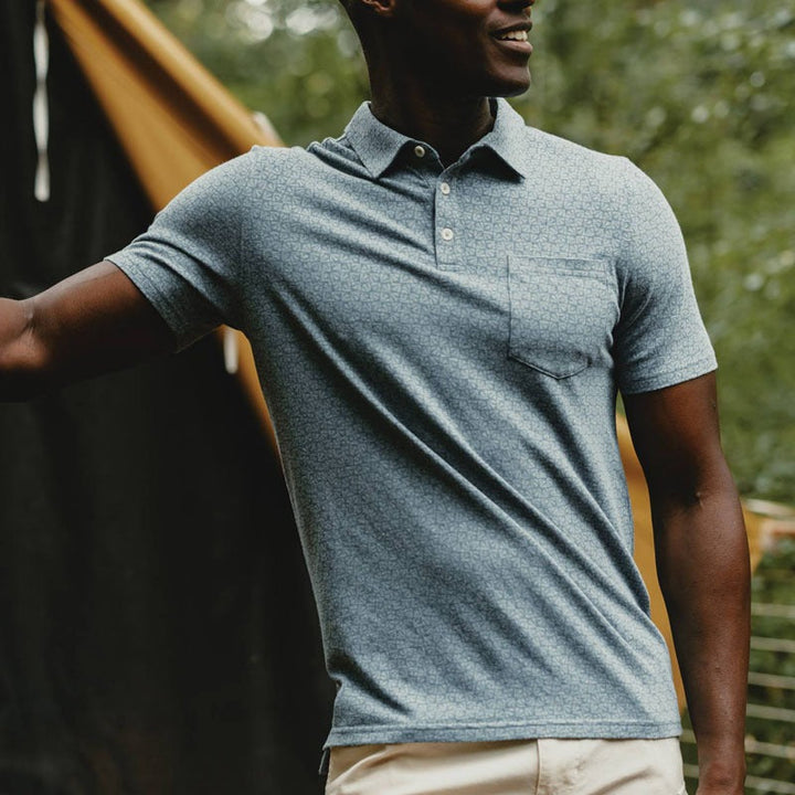 Polo pour homme en tissu léger avec micro imprimé géométrique - Bruno