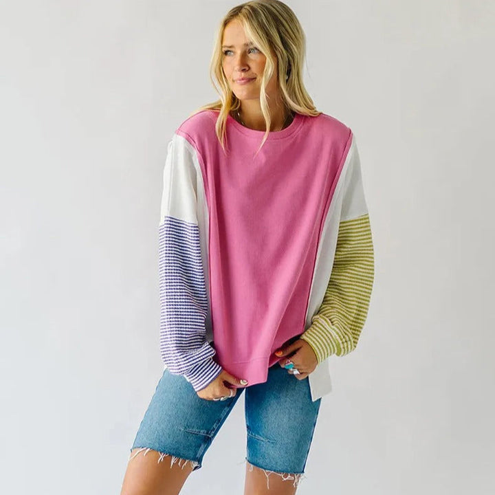 Sweat-shirt décontracté à manches longues multicolores - Maelis