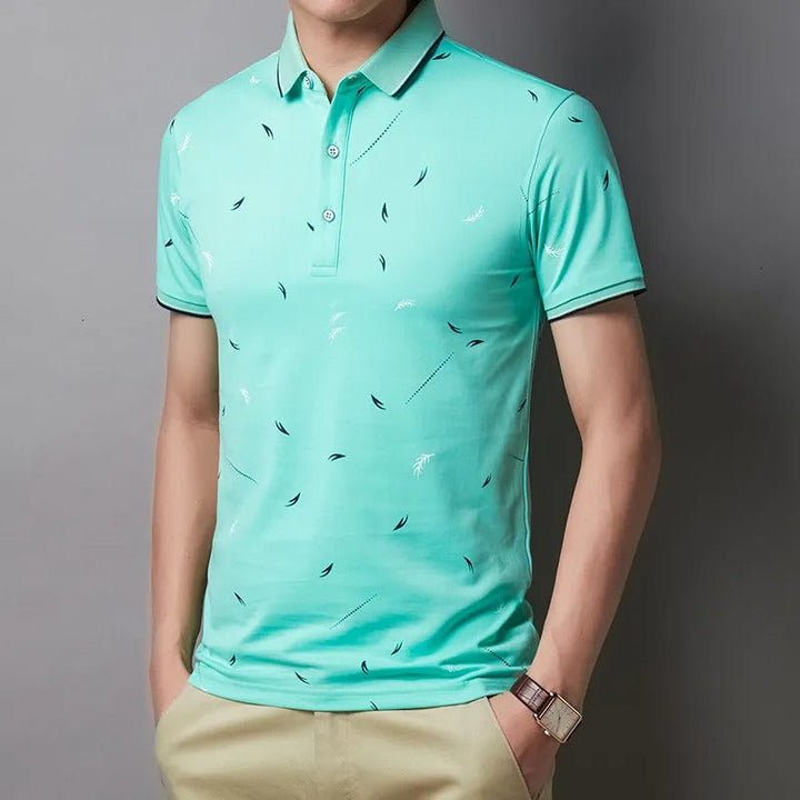 Polo léger en coton imprimé pour hommes, coupe ajustée - Mateo