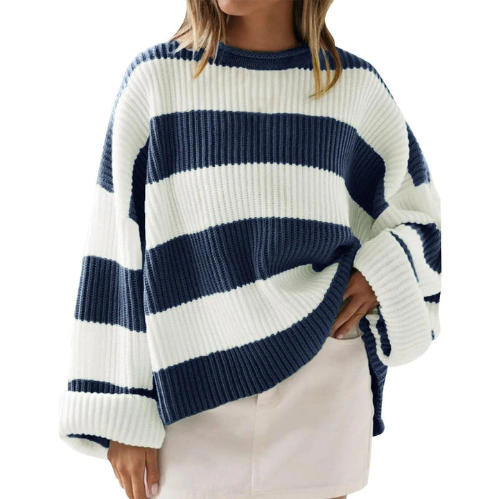 Pull oversize en maille côtelée à larges rayures - Eleanor