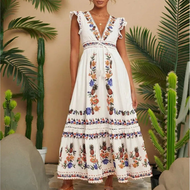 Robe longue brodée de style bohème pour femmes - Ameyal