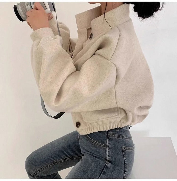 Veste courte en laine grise pour femme - Mauwi