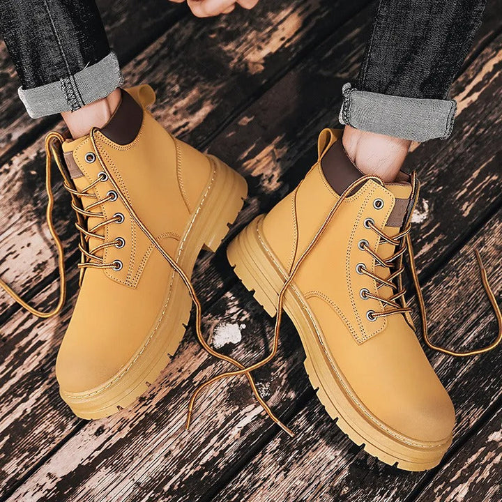 Bottes hautes en cuir synthétique à semelles épaisses pour hommes, style urbain - Elias