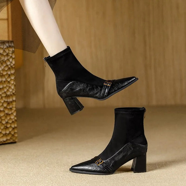 Bottines élastiques à talon large pour femmes - Maribel