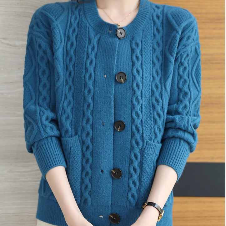 Gilet tricoté pour femme avec gros boutons - Liora