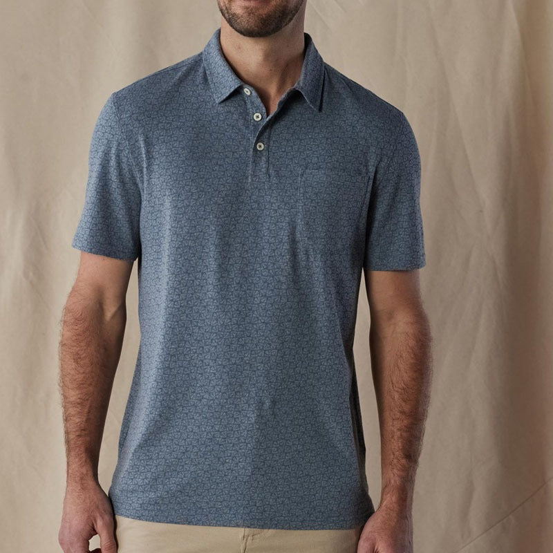 Polo pour homme en tissu léger avec micro imprimé géométrique - Bruno