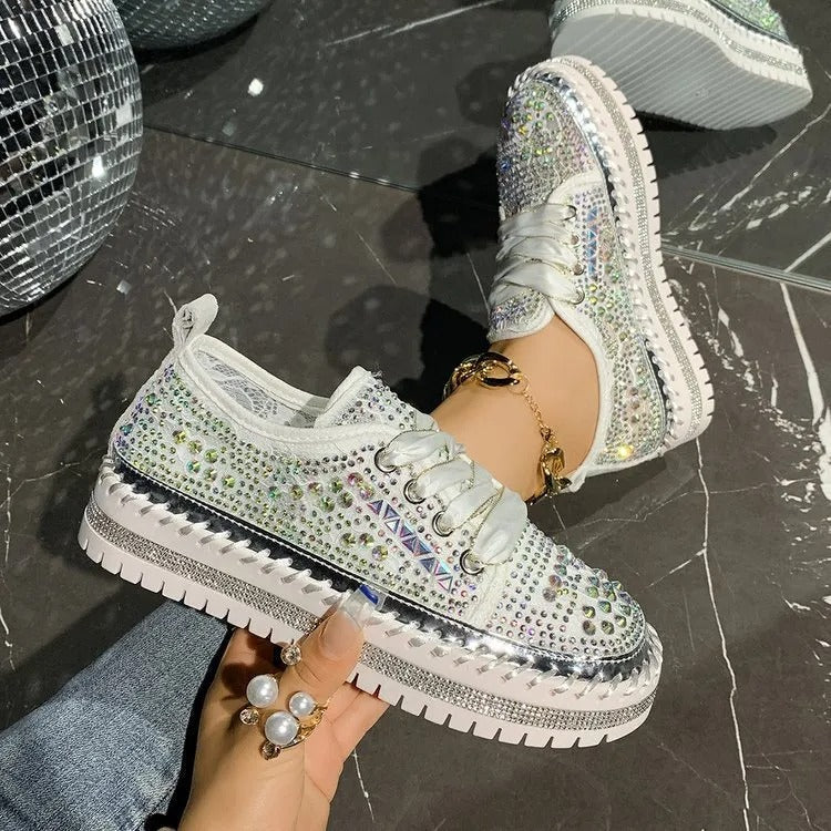 Baskets décontractées à plateforme pour femmes avec strass synthétiques - Lidia
