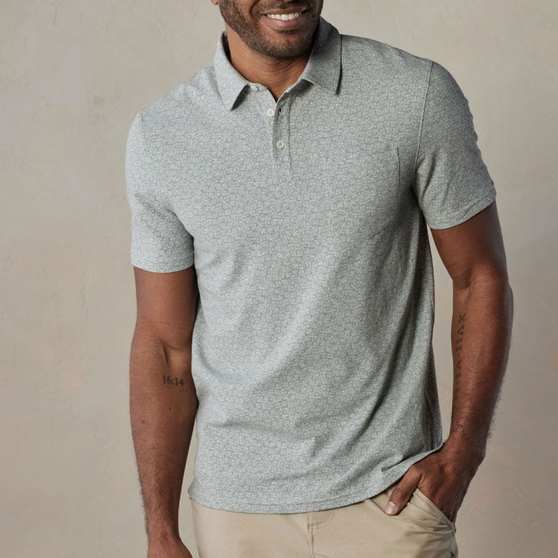 Polo pour homme en tissu léger avec micro imprimé géométrique - Bruno