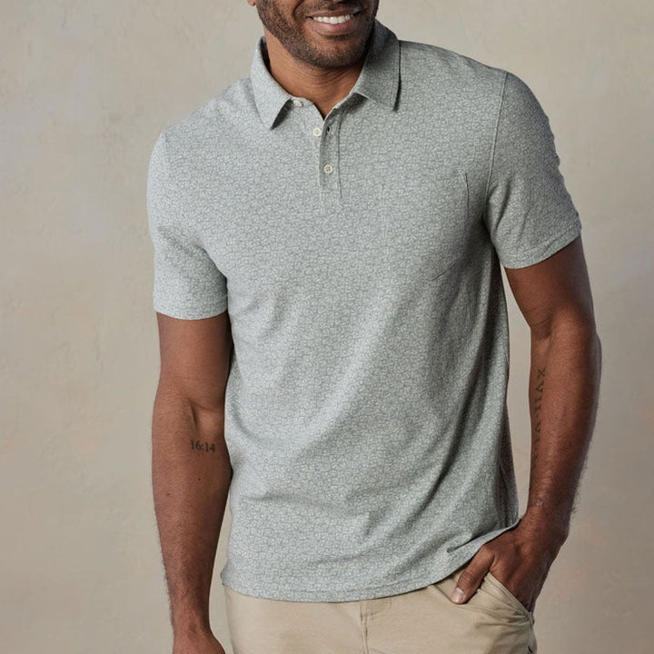 Polo pour homme en tissu léger avec micro imprimé géométrique - Bruno