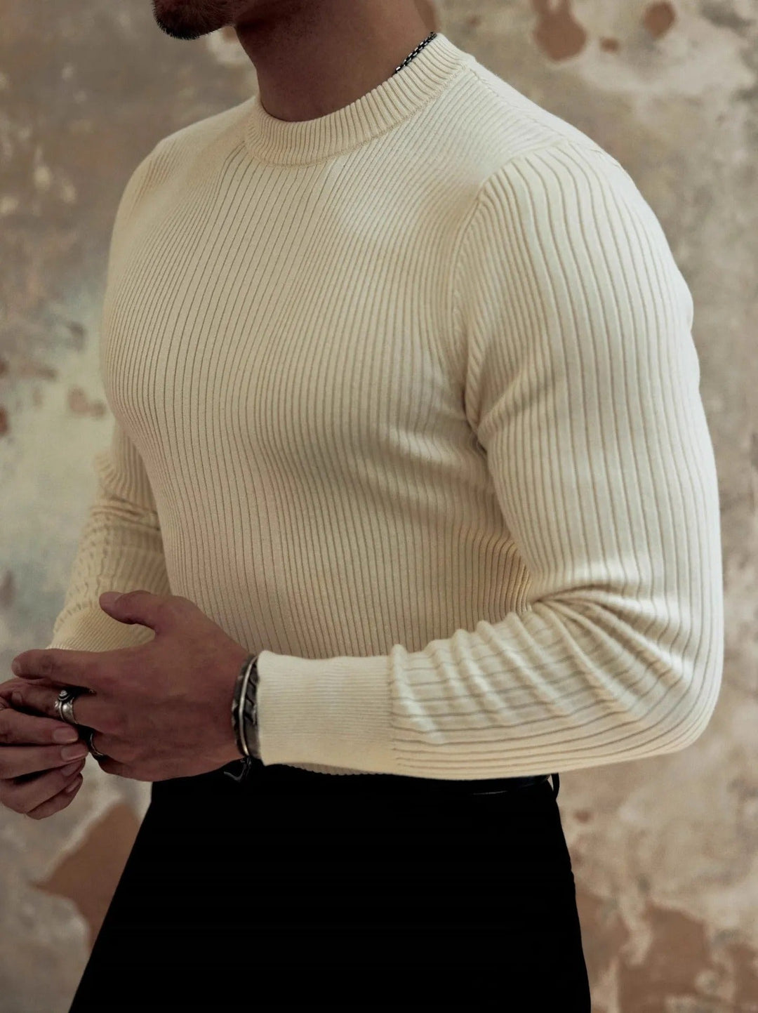 Pull côtelé homme slim fit col rond - Alvaro