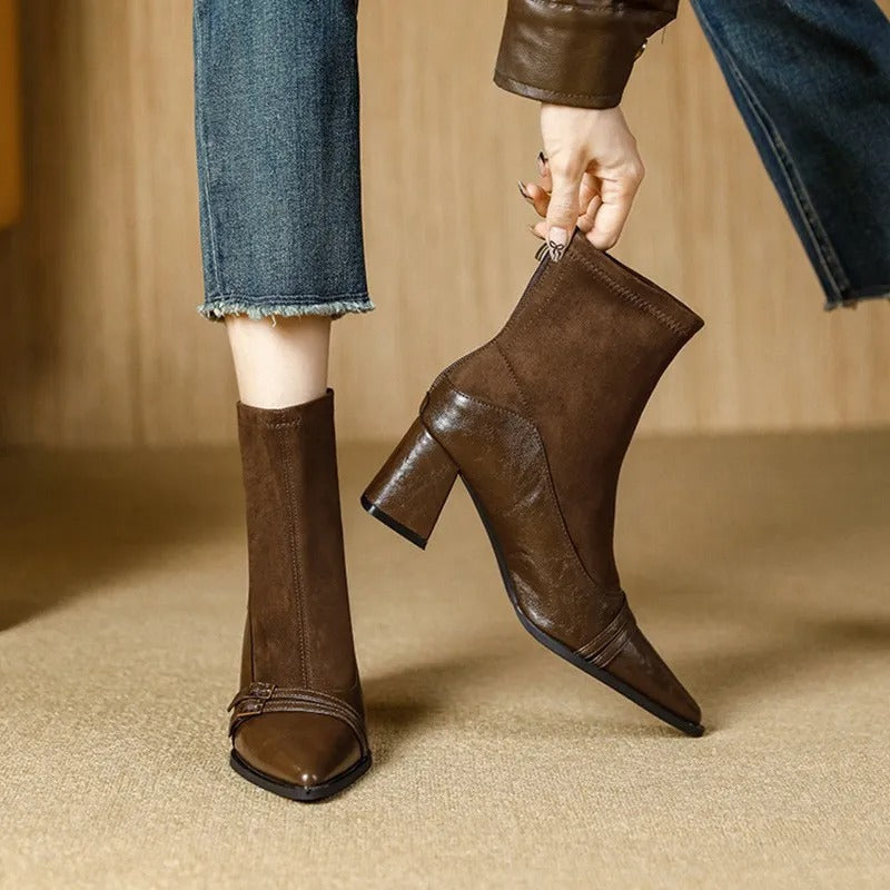 Bottines élastiques à talon large pour femmes - Maribel