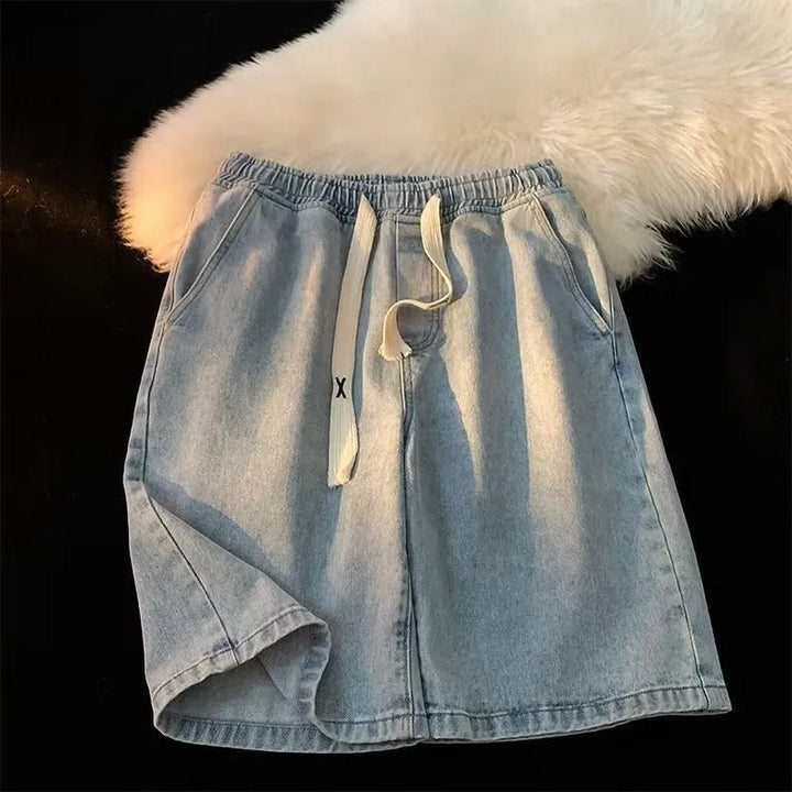 Short en jean avec taille élastiquée et cordon de serrage ajustable - Silas