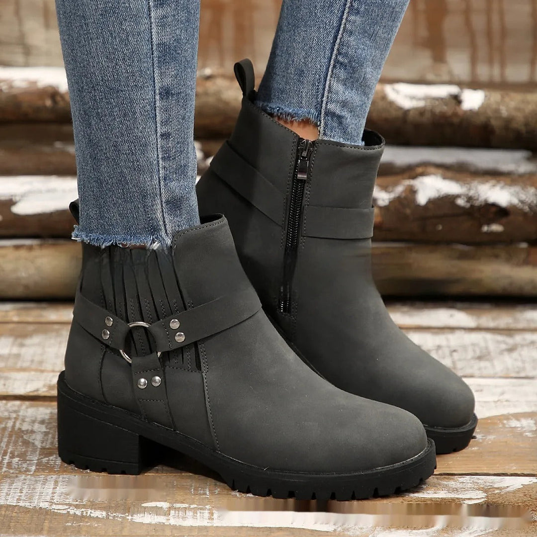 Bottines à talon moyen avec boucle pour femmes - Narella