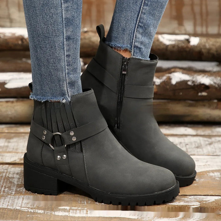 Bottines à talon moyen avec boucle pour femmes - Narella