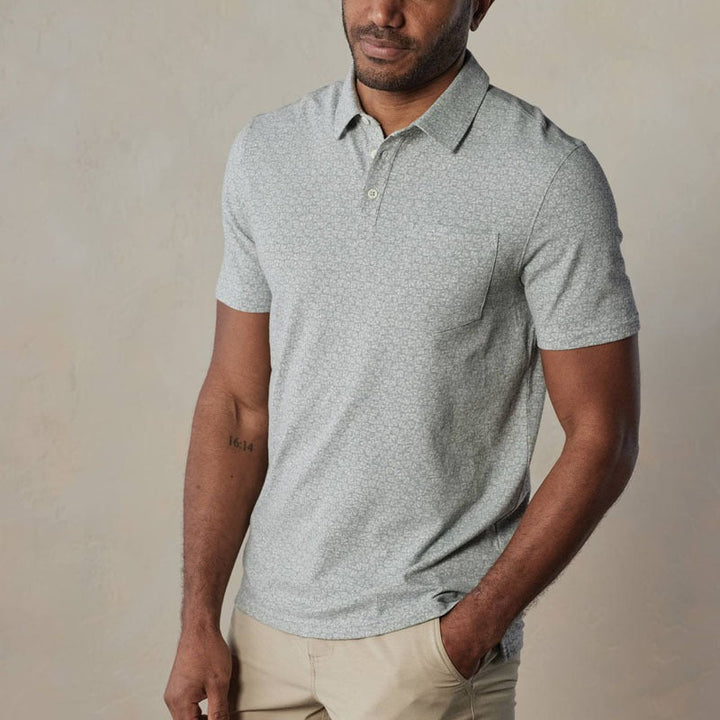 Polo pour homme en tissu léger avec micro imprimé géométrique - Bruno