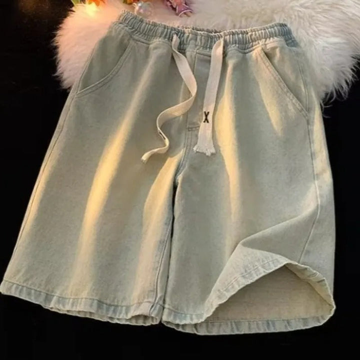 Short en jean avec taille élastiquée et cordon de serrage ajustable - Silas