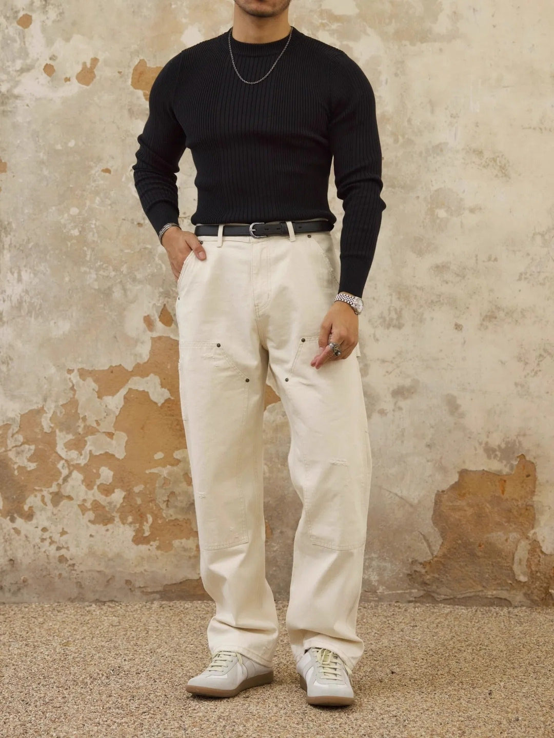 Pull côtelé homme slim fit col rond - Alvaro
