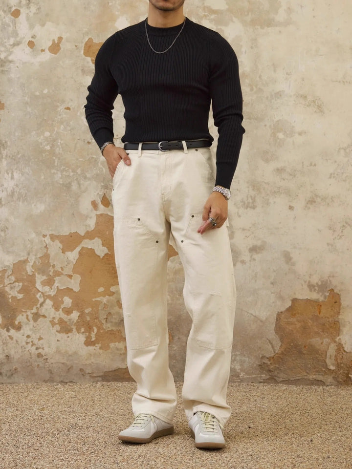 Pull côtelé homme slim fit col rond - Alvaro