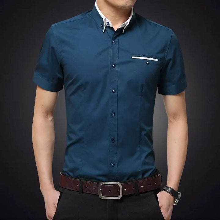 Chemise homme manches courtes en coton slim fit - Adrien