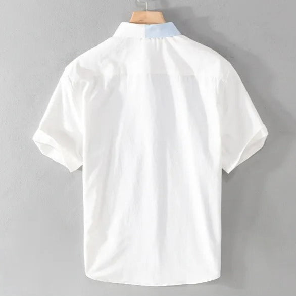 Chemise patchwork contrastée à manches courtes pour hommes - Elian