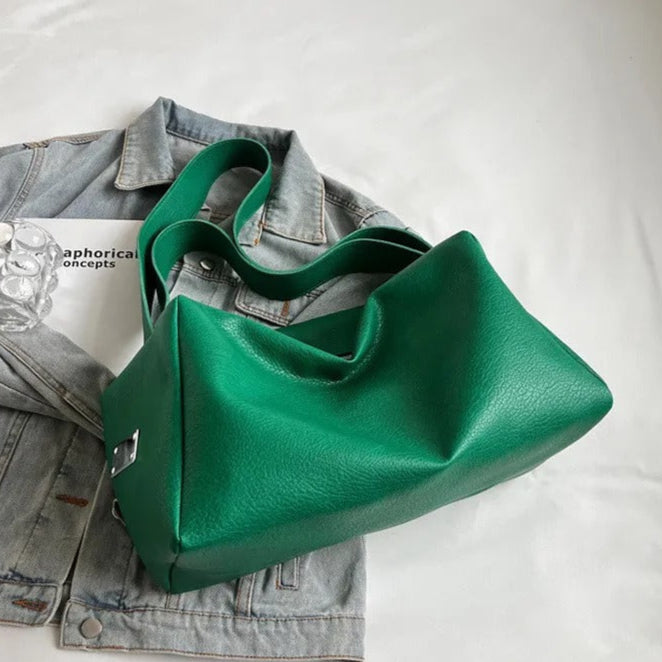 Sac fourre-tout de grande capacité en cuir synthétique de style décontracté pour femme - Andrea