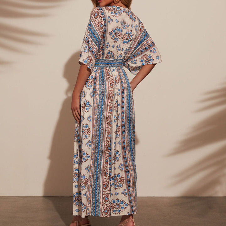 Robe femme bohème à manches kimono décolleté en V - Yara