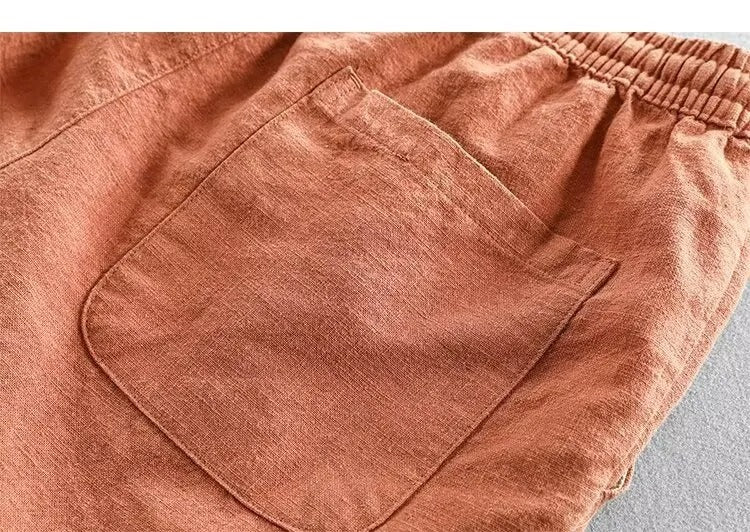 Short à cordon de serrage en lin, coupe ample, pour hommes - Tobias