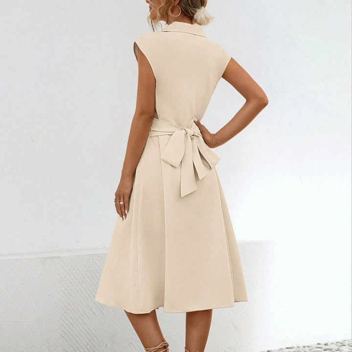 Robe midi en coton style chemise pour femme - Anaëlle