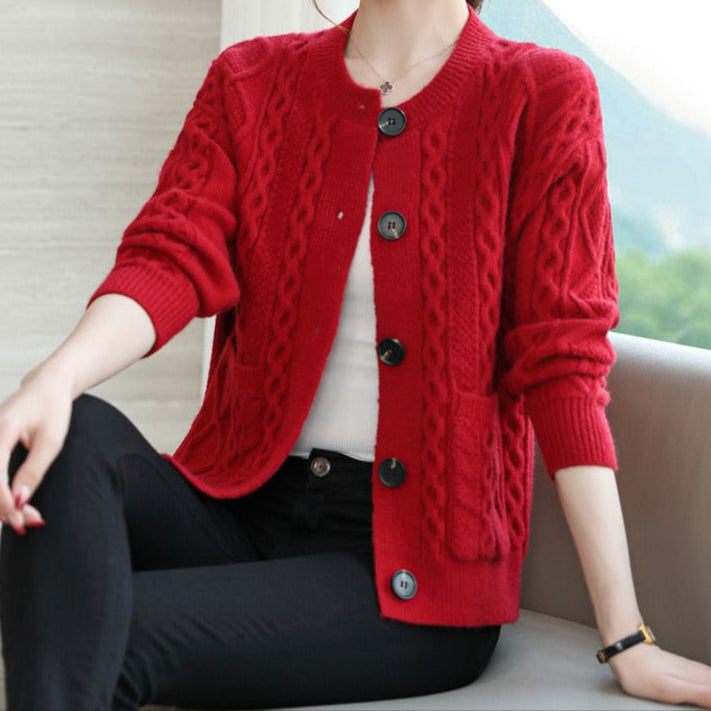 Gilet tricoté pour femme avec gros boutons - Liora