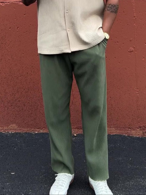Pantalon droit côtelé à taille moyenne pour hommes - Hugo