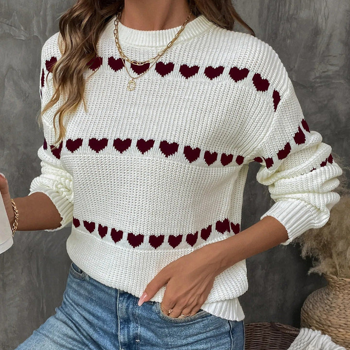 Pull en maille avec cœurs brodés - Calista