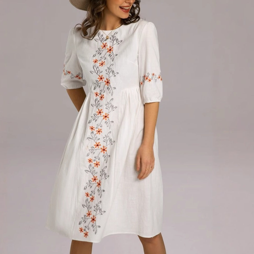 Robe en coton à manches trois-quarts - Carmona