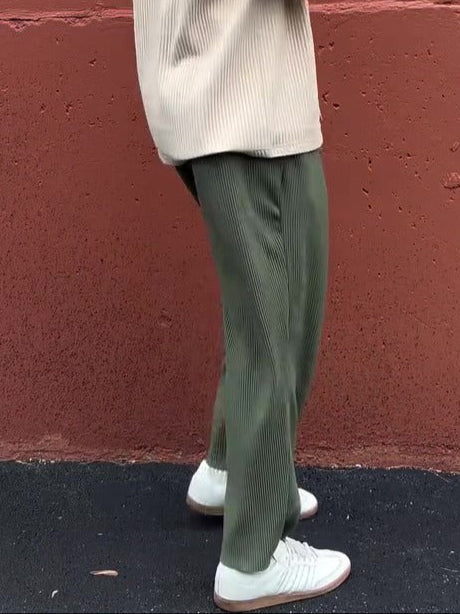 Pantalon droit côtelé à taille moyenne pour hommes - Hugo