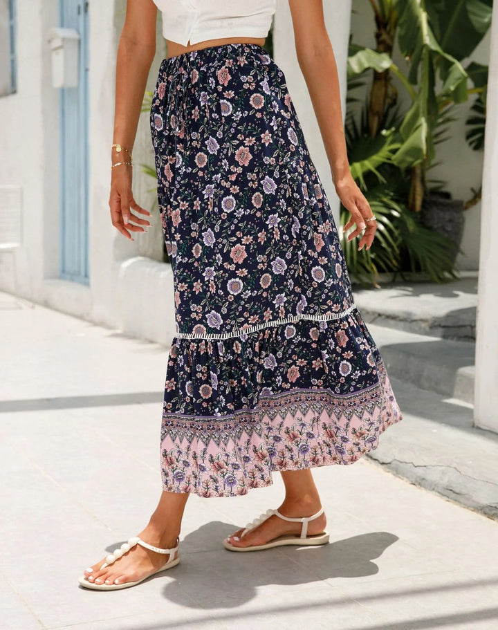 Jupe longue femme imprimé floral bohème - Vianey