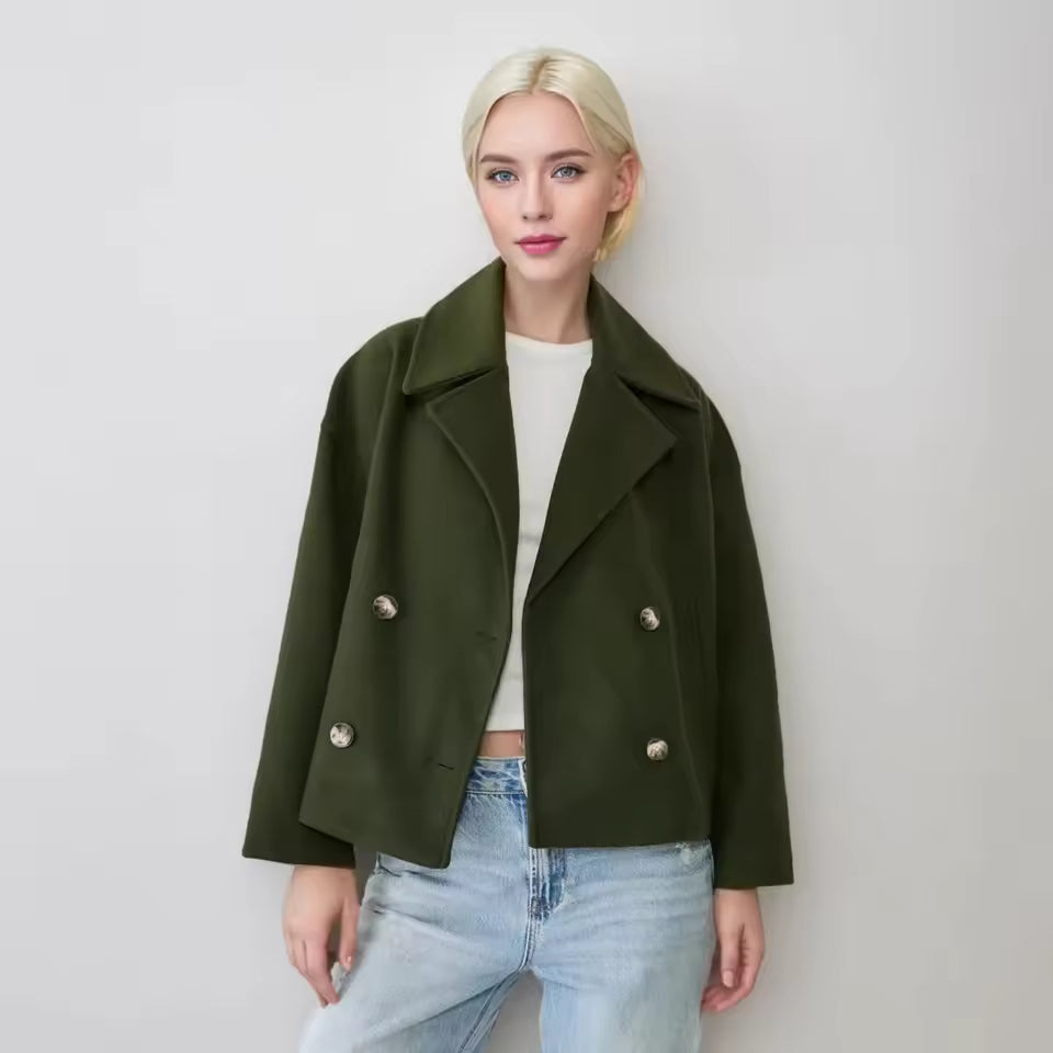 Veste courte en laine pour femme avec double boutonnage - Heidi