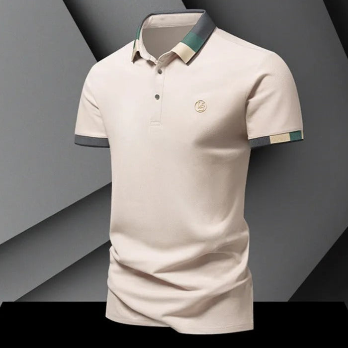 Polo en maille à texture géométrique et manches longues pour hommes - Joan
