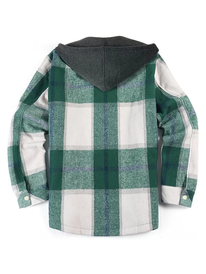 Veste à carreaux décontractée avec capuche pour hommes - Pilato
