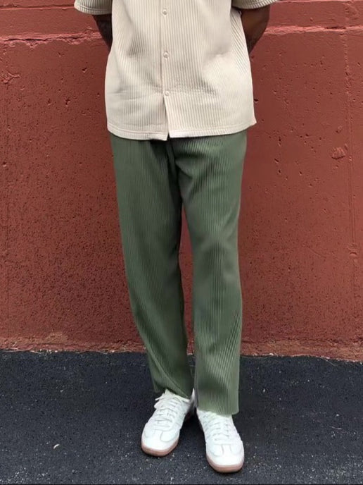 Pantalon droit côtelé à taille moyenne pour hommes - Hugo