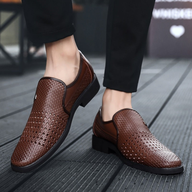 Chaussures habillées respirantes en cuir tressé pour hommes - Damian